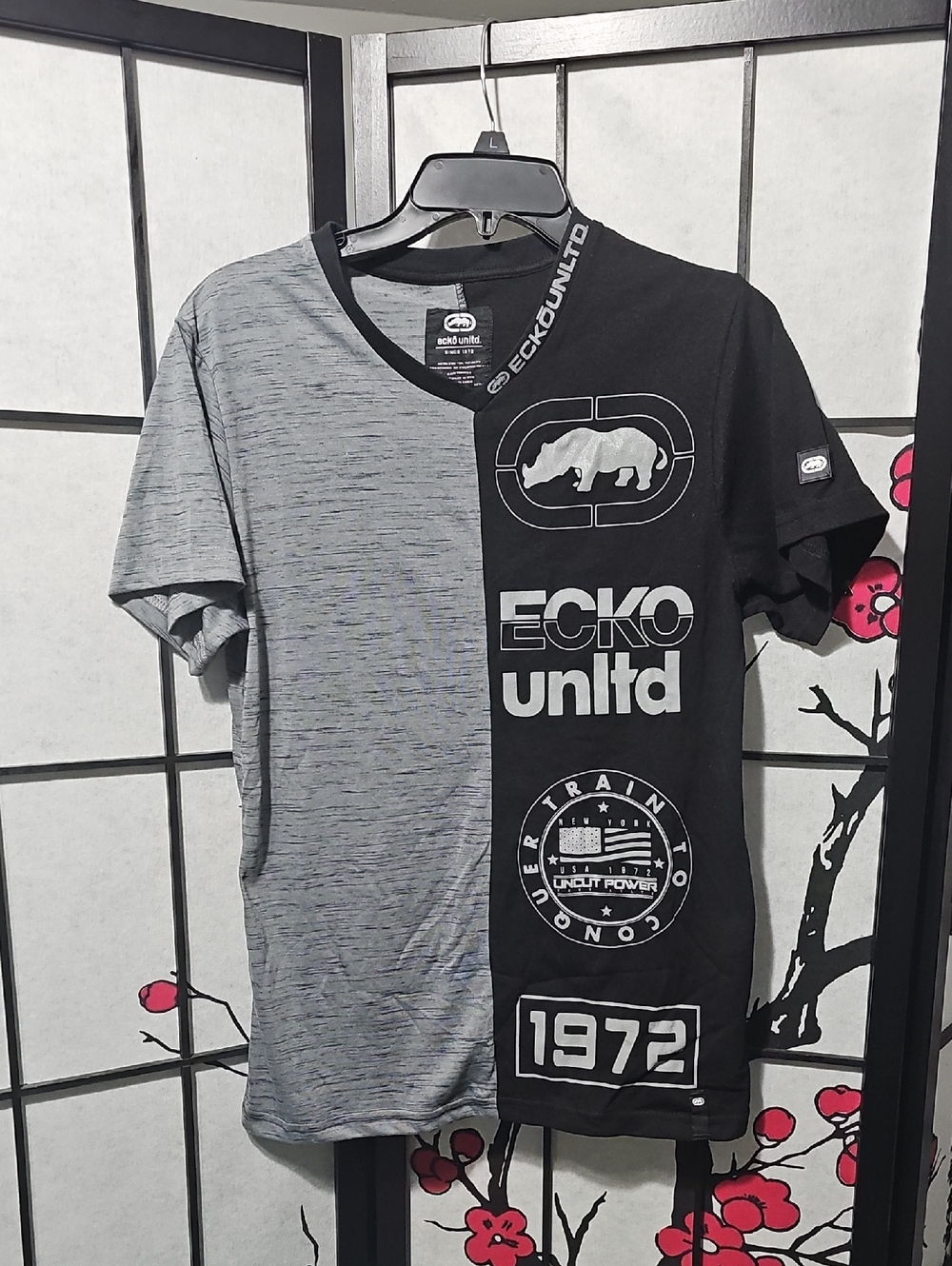 Ecko Black Gray‎ Logos T-shirt Small New